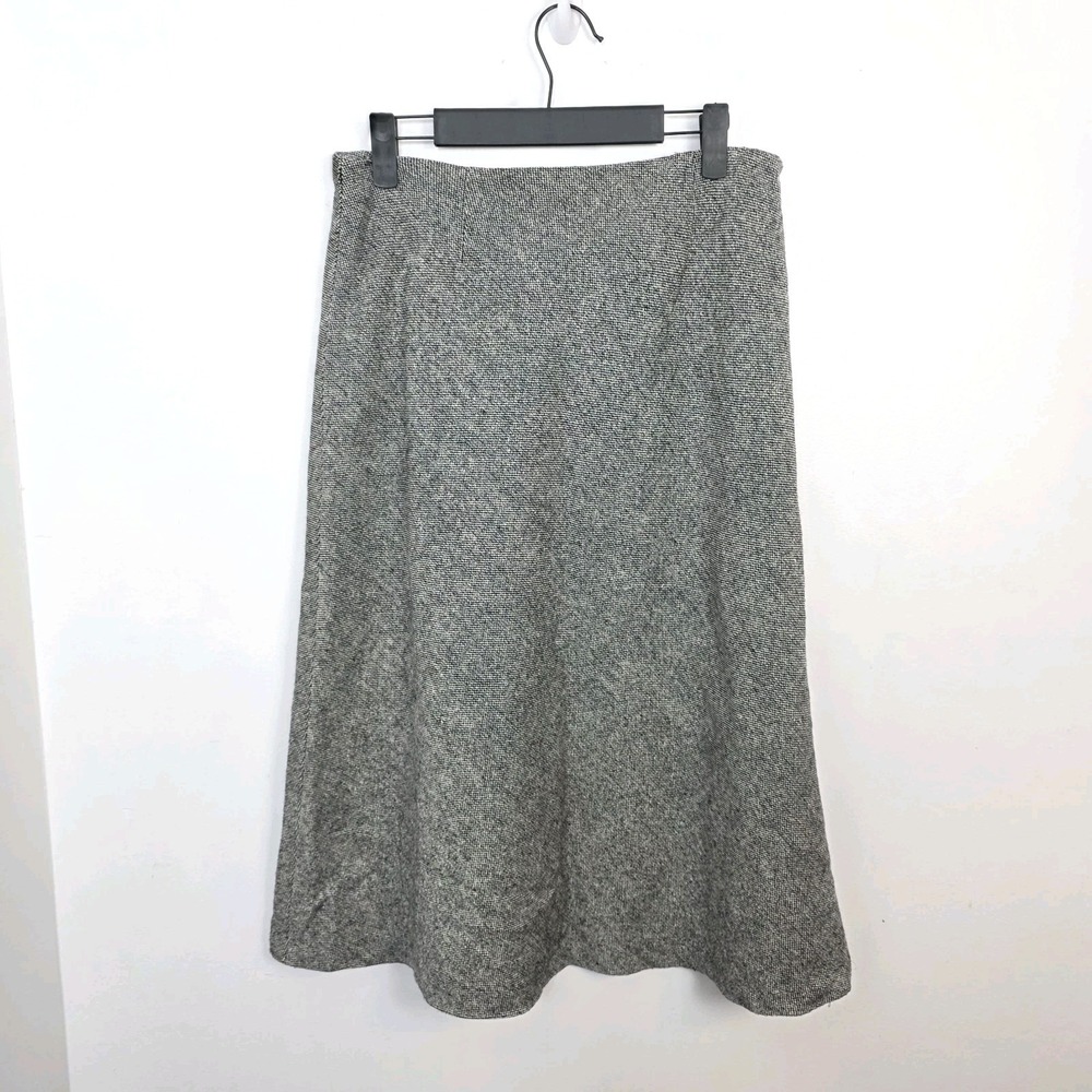 Chadwick's Black White Knit Wool Blend Classic Minimalist Midi Skirt Size 6P